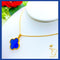 18K Real Gold Blue 20mm Cloverleaf Necklace 18”