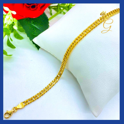 18K Real Gold Curb Link Bracelet 8.5”